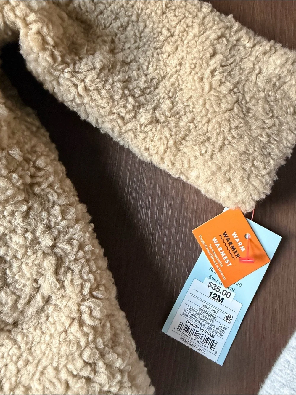 Cat & Jack Plush Sherpa Button Coat in Light Tan